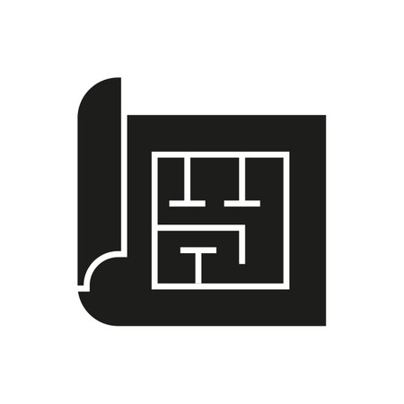 House plan black glyph iconのイラスト素材
