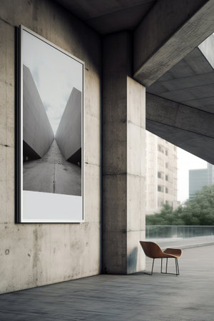 Contemporary concrete interior with armchair. Mock-up, 3D Renderingの素材