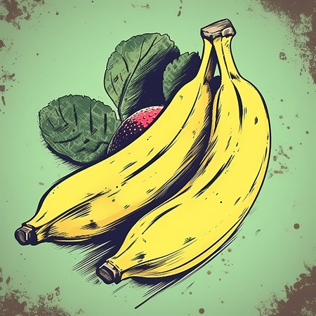 Bananas hand drawn vector illustration in vintage style. Healthy food.の素材