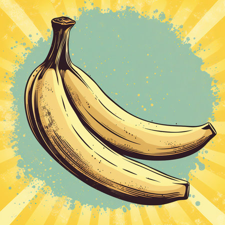 banana. Vintage vector illustration in retro style. Hand drawn illustration.の素材