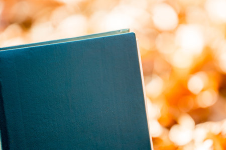Book on abstract bokeh background - soft focus and vintage filter