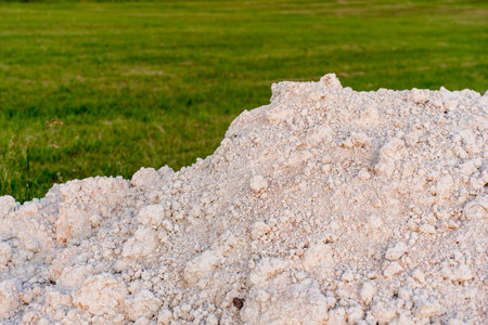 Pile in the field. Close-up. Selective focus.の写真素材