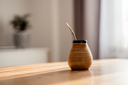 Ceramic pipe on a wooden table in the living room