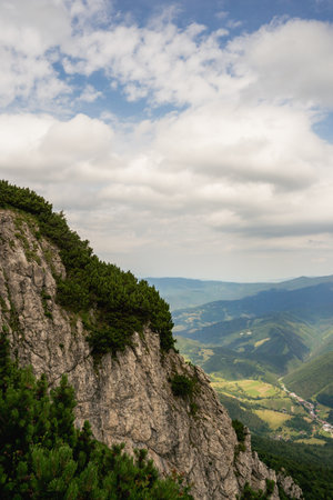 Mountain landscape. View from the top of the mountain in the summerの写真素材