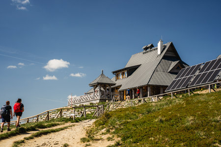 Houses with solar panels on the dunes of the Baltic Seaの写真素材