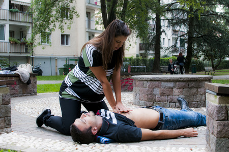 Cardiopulmonary resuscitation with CPR and defibrillator