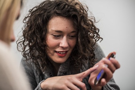 chat and smartphonesの写真素材