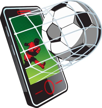 Soccer news on phoneのイラスト素材
