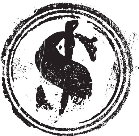 Abstract grunge rubber stamp shape with the symbol Dollarのイラスト素材