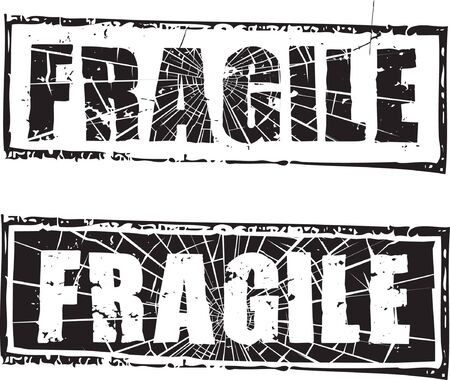 Abstract grunge rubber stamp with the text fragileのイラスト素材