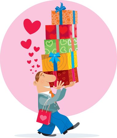A man carrying presentsのイラスト素材