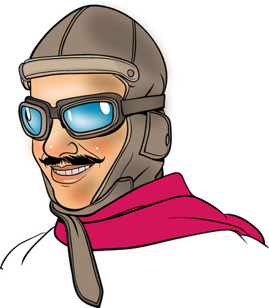 A smiling old pilot illustrationのイラスト素材