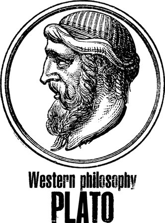 Plato vector portrait with line art. He was a classical Greek philosopher. Plato was also a mathematician, writer of math dialogues.のイラスト素材