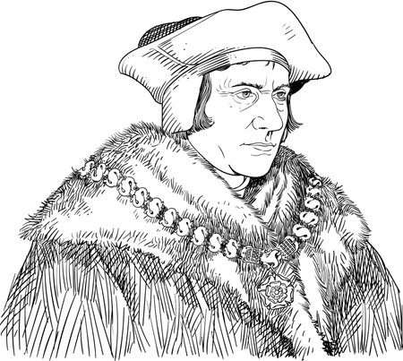 Sir Thomas More line art portrait.のイラスト素材