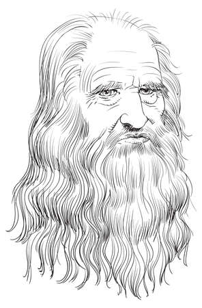 Leonardo Da Vinci line art portrait. Vector.のイラスト素材