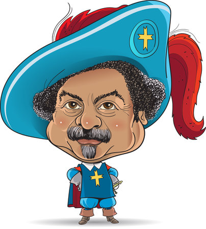 vector illustration of scientist Alexandre Dumas in caricature style.のイラスト素材