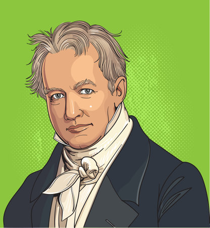 Friedrich Wilhelm Heinrich Alexander von Humboldt was a Prussian polymath, geographer, naturalist, explorer, and influential proponent of Romantic philosophy and science.のイラスト素材