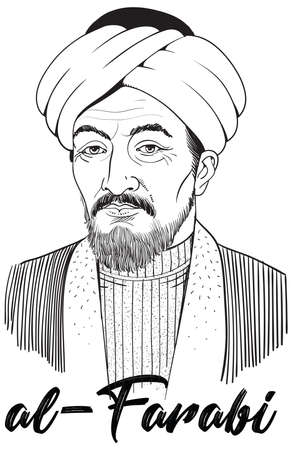 Abu Nasr al-Farabi was a renowned philosopher and jurist who wrotes about political philosophy, metaphysics, ethics and logic. He was also scientist, cosmologist, mathematician and music scholar.のイラスト素材