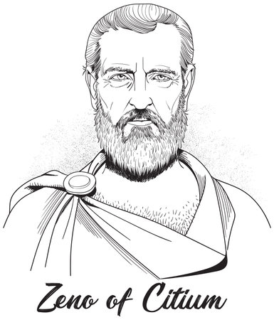 line art portrait Zeno of Citium, cartoon styleのイラスト素材