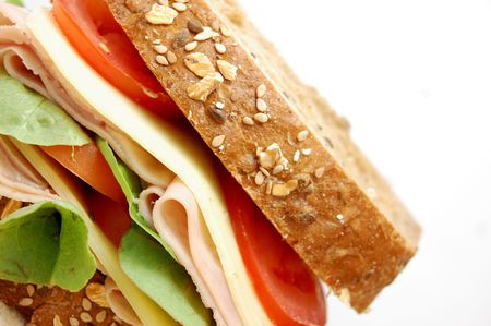 Large sandwich made with wholegrain breadの写真素材