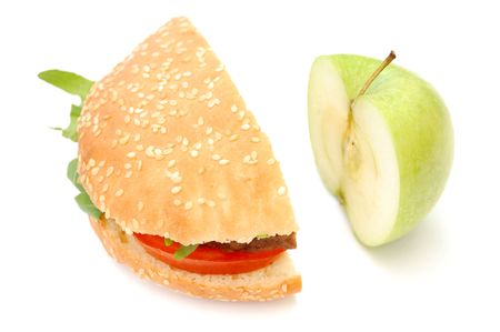 Hamburger and apple の写真素材