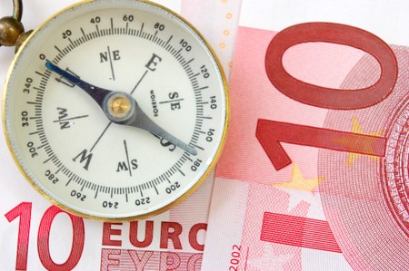 Compass and Eurosの写真素材