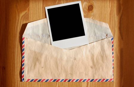 Photo in a vintage envelopeの写真素材
