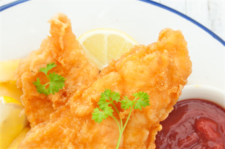 Traditional english fish and chips の写真素材