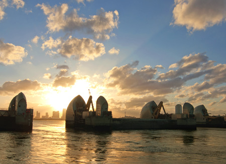 London River Thames barrier flood defenses の写真素材