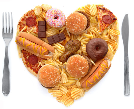 Heart shape junk foodの写真素材