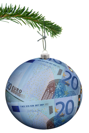 Euro money christmas baubleの写真素材