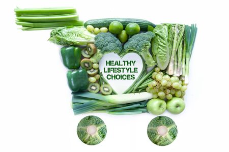 Healthy lifestyle grocery cartの写真素材