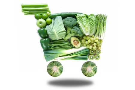 Healthy green grocery cart conceptの写真素材
