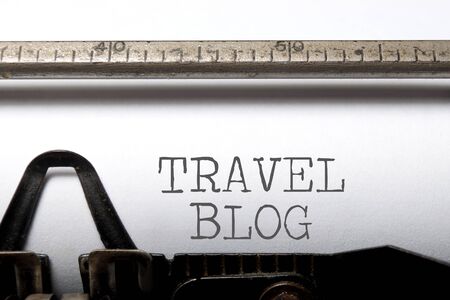 Travel blog printed on an old typewriterの写真素材