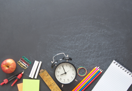 School college stationery accessories background with spaceの写真素材
