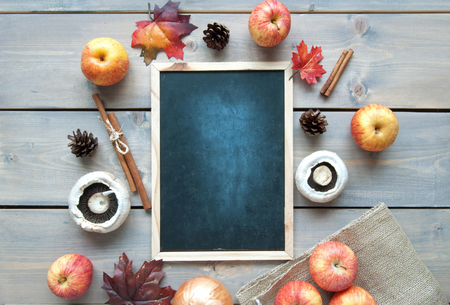Autumn chalkboard background with spaceの写真素材