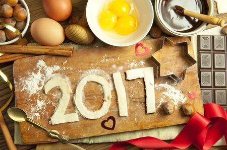2017 made with pastry and fresh baking ingredientsの写真素材