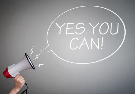 Yes you can handwritten loudspeaker messageの写真素材
