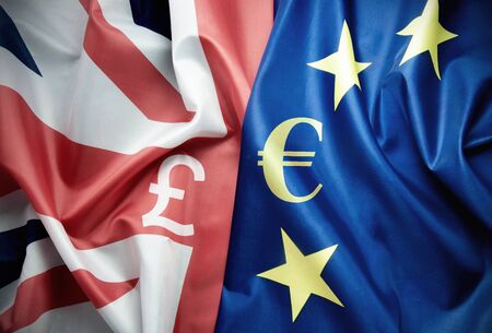 Euro and pound sterling currency symbolsの写真素材