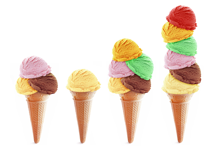 Assorted icecream scoopsの写真素材