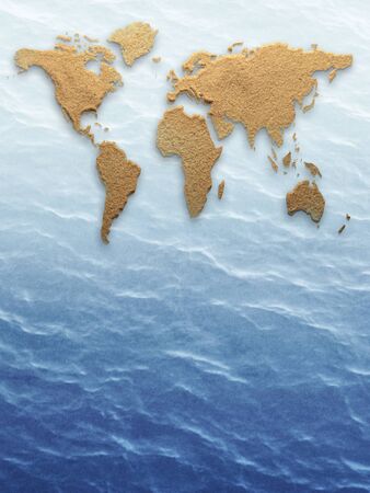 World map sand and sea backgroundの写真素材