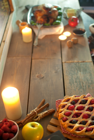 Seasonal roast meal with space の写真素材
