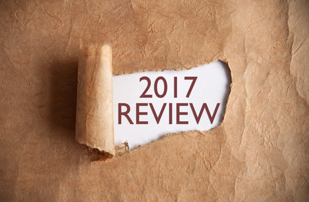 Torn piece of scroll uncovering 2017 reviewの写真素材