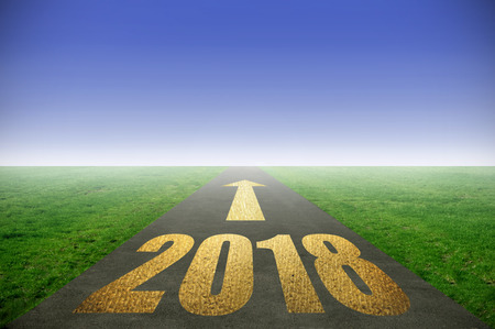 2018 golden roadの写真素材