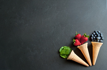 Icecream cones natural flavorsの写真素材