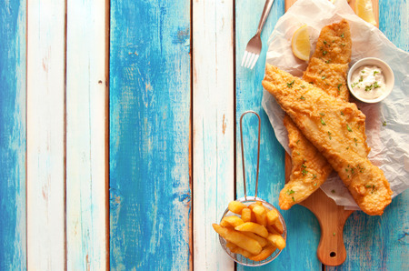 Traditional english fish and chips の写真素材