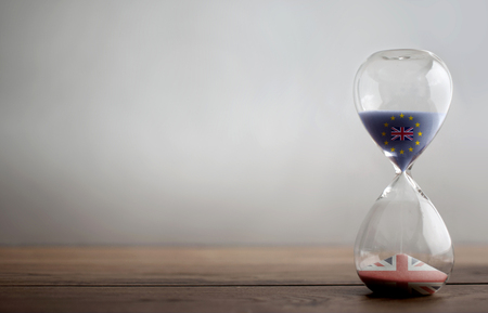 Brexit hourglass backgroundの写真素材