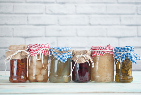 Jars with fermented food collectionの写真素材