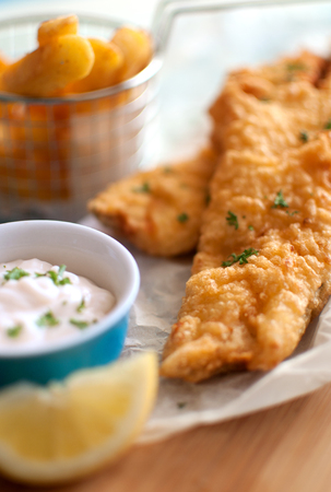 Traditional fish and chips close upの写真素材