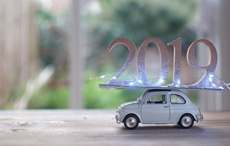 2019 wooden blocks with light on top of a toy car
